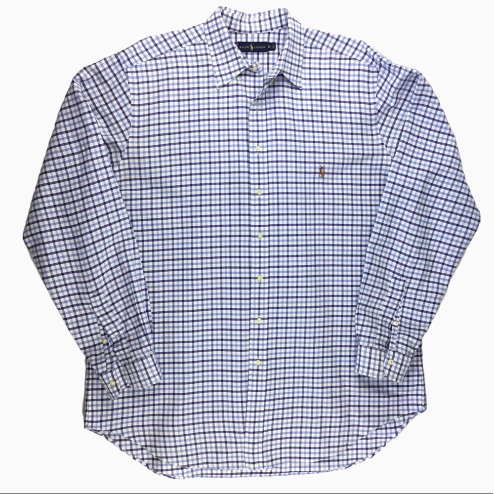 𝅺Ralph Lauren Cotton Button Down Long Sleeve Plaid. Sz XLT